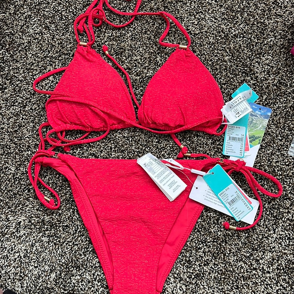 Seafolly Twilight Slide Triangle & Side Tie Bottom, NWT